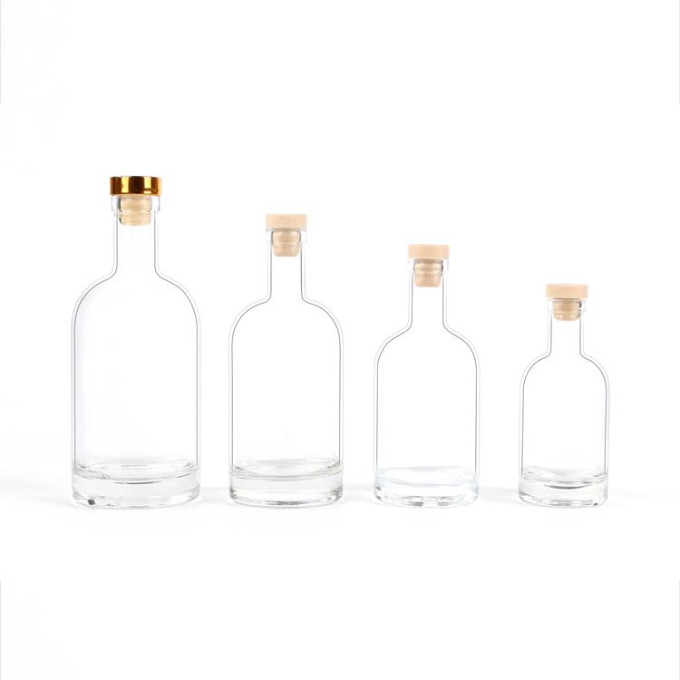 200 ml 500 ml 750 ml flint liquor glass bottles with stopper
