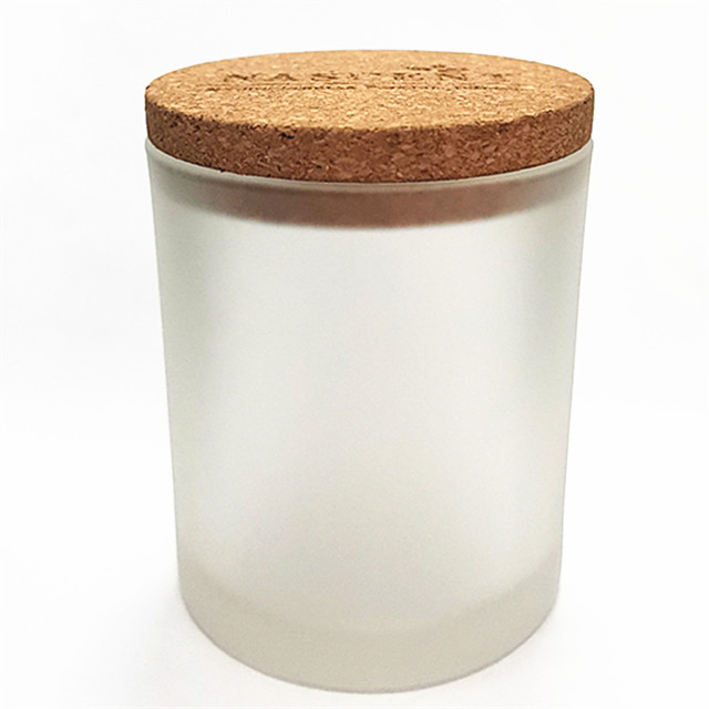 200 ml clear and frosted glass candle jars with wooden lids