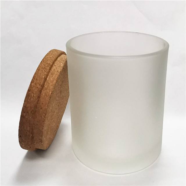 200 ml clear and frosted glass candle jars with wooden lids