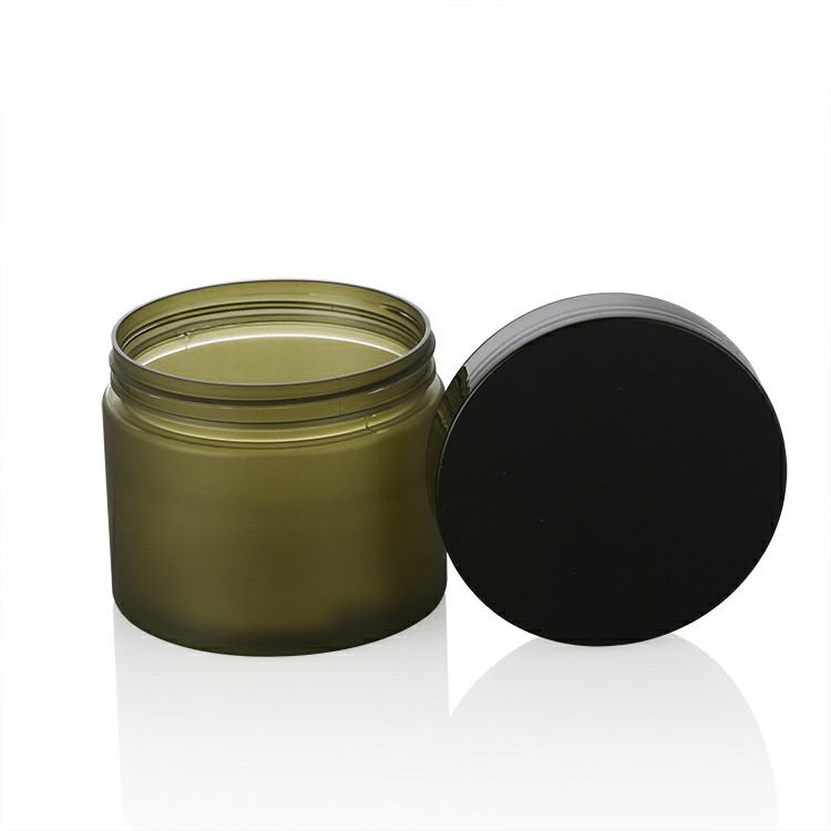 200 ml cosmetic packaging cream jar plastic PET green cosmetic jar with black cap for face cream