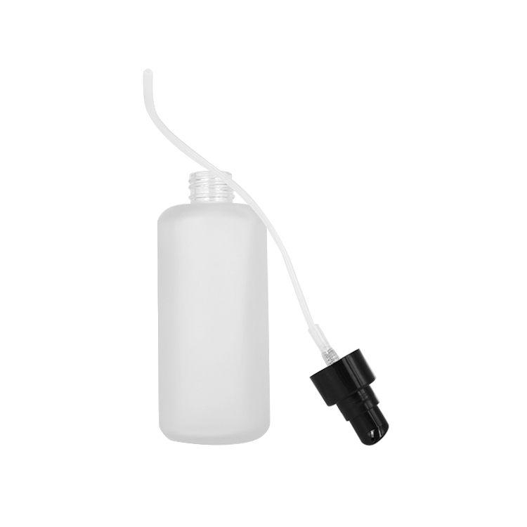 200 ml empty refillable glass body frosted lotion bottle with pump
