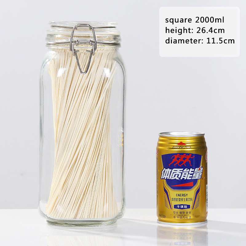 2000 ML With Leak Proof Rubber Gasket and Clip Top Lids Airtight Glass Preserving Jars