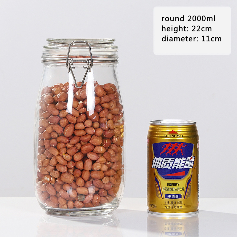 2000 ML With Leak Proof Rubber Gasket and Clip Top Lids Airtight Glass Preserving Jars