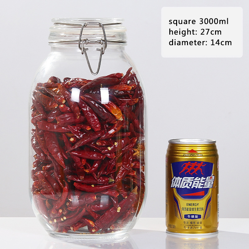 2000 ML With Leak Proof Rubber Gasket and Clip Top Lids Airtight Glass Preserving Jars