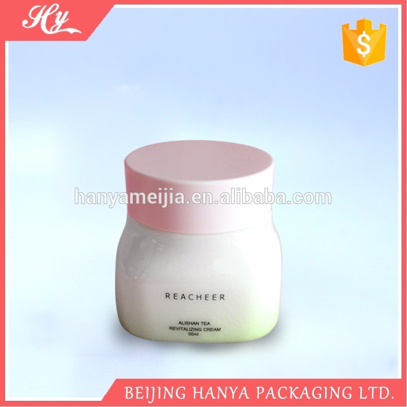 200G High quality custom round face cream opal white glass jar