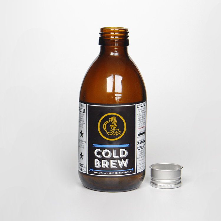 200ML 250ML 300ML 10oz Amber Brown Glass Kombucha Bottles With Tamper Evident Lid For Coffee Beverage Packaging