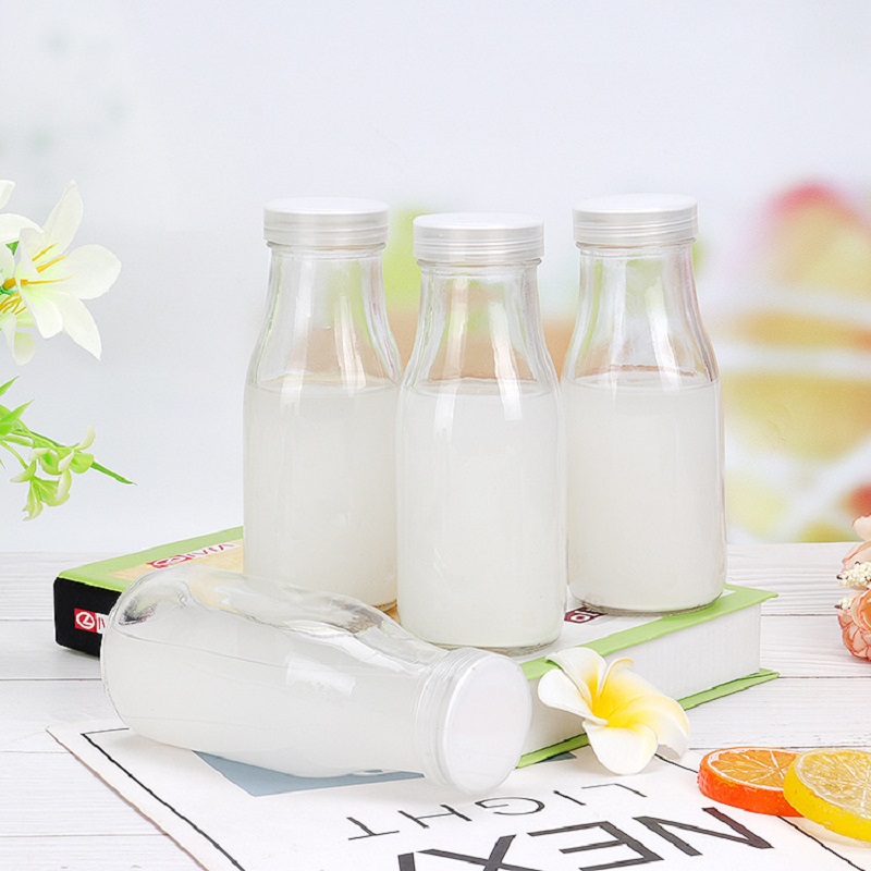 200ML 250ML 310ML 500ML 1000ML Milk Beverage Bottle With Plastic Cap Tin Plate Cap Label Logo Print