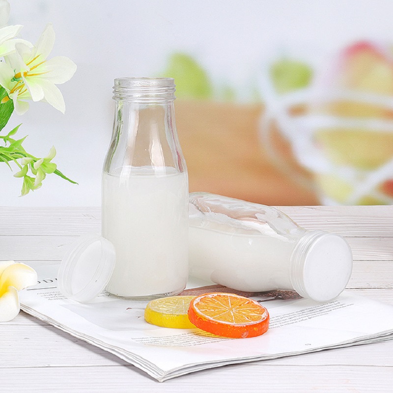 200ML 250ML 310ML 500ML 1000ML Milk Beverage Bottle With Plastic Cap Tin Plate Cap Label Logo Print