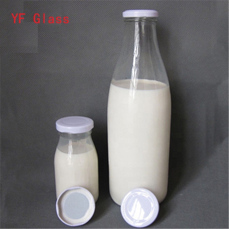 200ML 250ML 500ML 1000ML Milk Beverage bottle  Glass Bottle With Tin Plate Lid