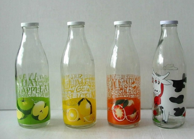 200ML 250ML 500ML 1000ML Milk Beverage bottle Glass Bottle With Tin Plate Lid