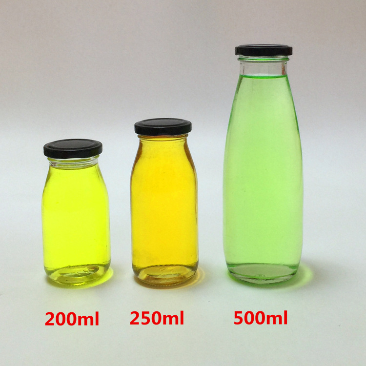 200ML 250ML 500ML 1000ML Milk Beverage bottle Glass Bottle With Tin Plate Lid