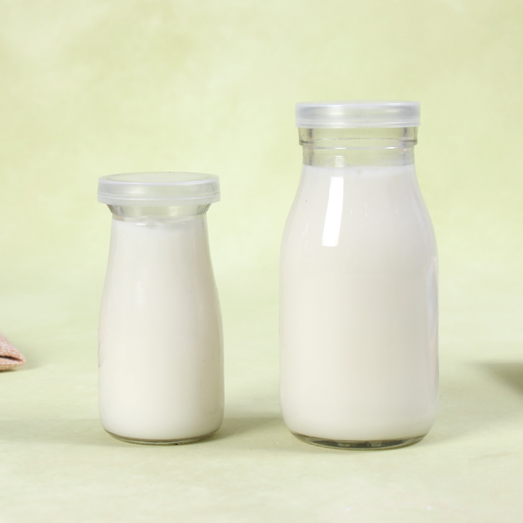 200ML 250ML 500ML 1000ML Milk Glass Bottle With PE  Lid And Tin Cap