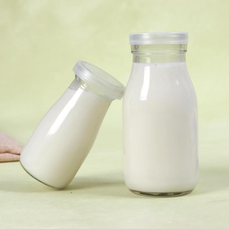 200ML 250ML 500ML 1000ML Milk Glass Bottle With PE Lid And Tin Cap