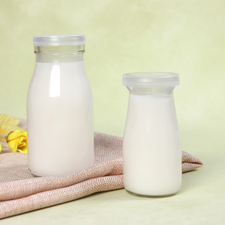 200ML 250ML 500ML 1000ML Milk Glass Bottle With PE Lid And Tin Cap