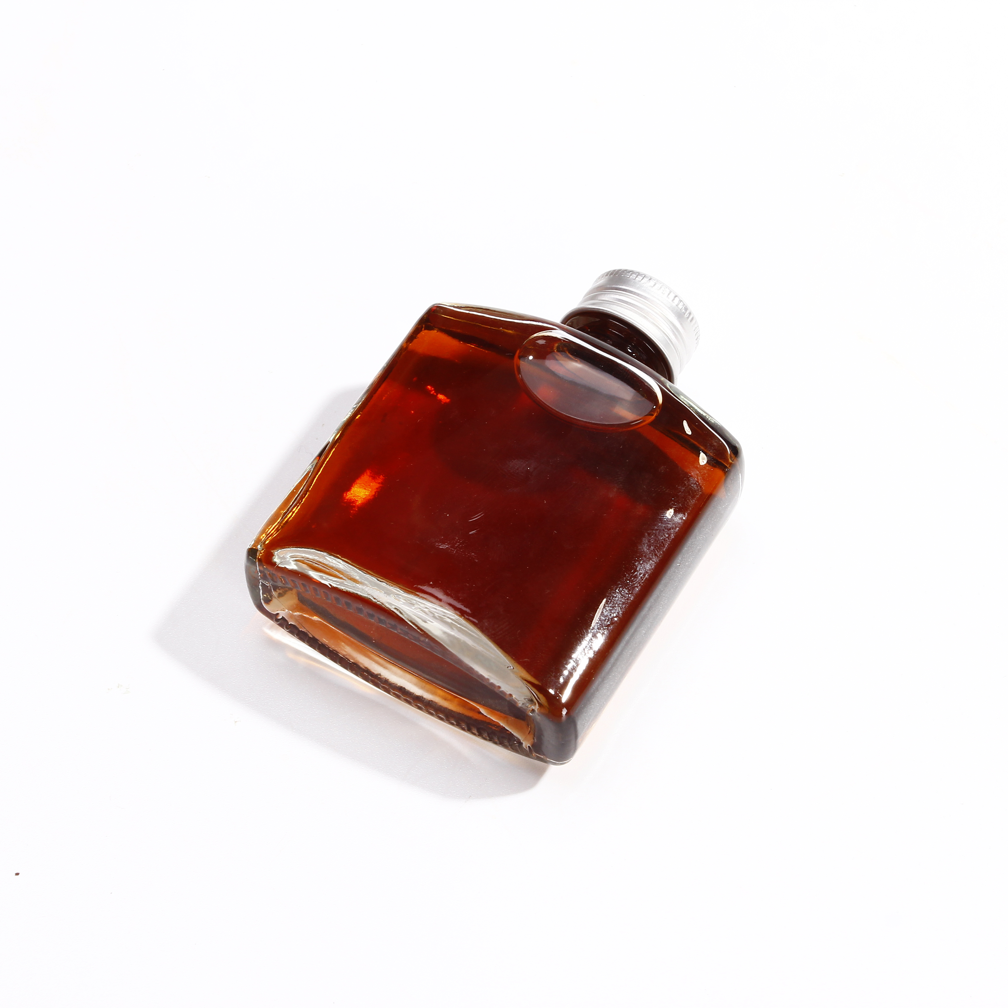 200ML Clear Flat Flask Cold Brew Coffee Juice Glass Wine Bottle with Aluminum lid