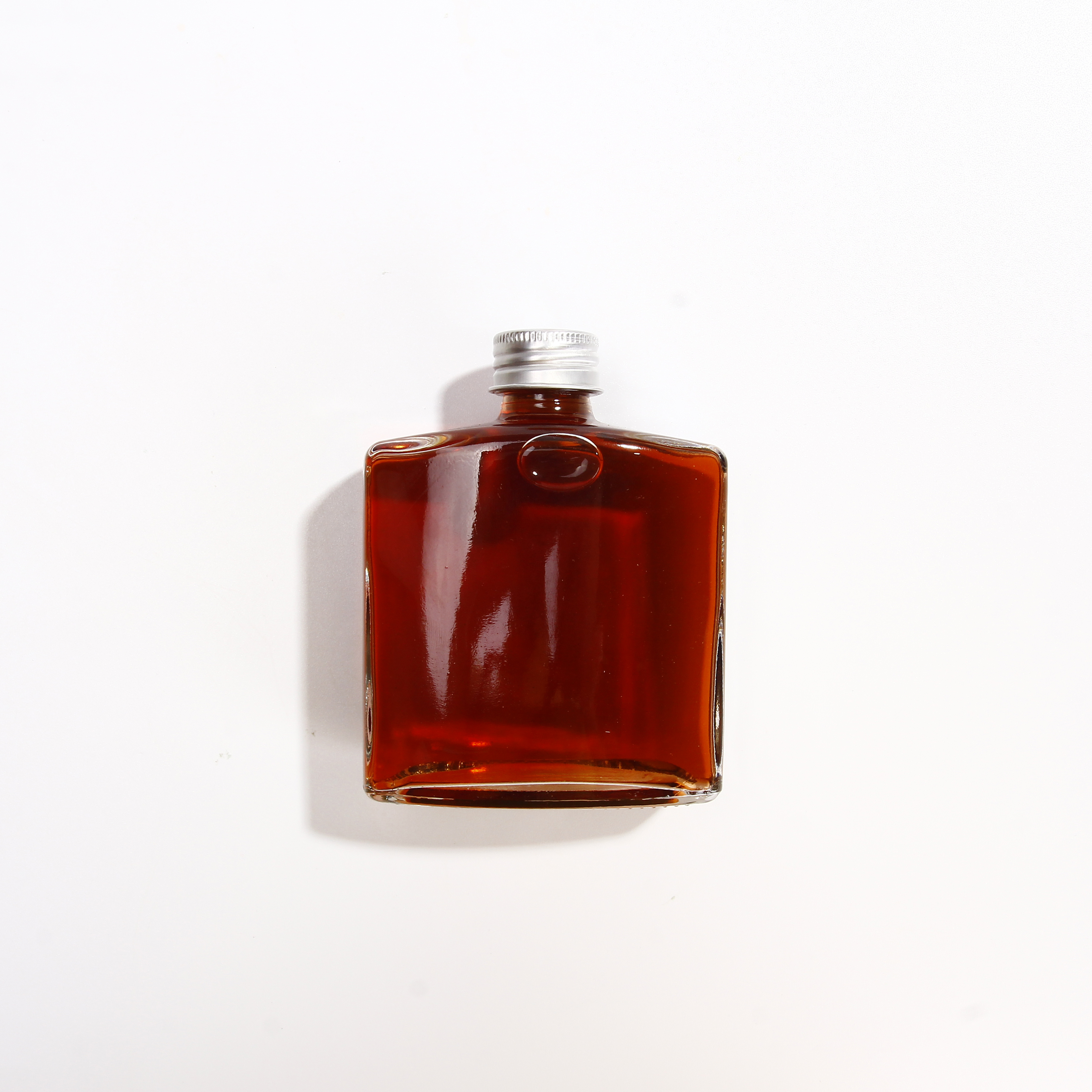 200ML Clear Flat Flask Cold Brew Coffee Juice Glass Wine Bottle with Aluminum lid