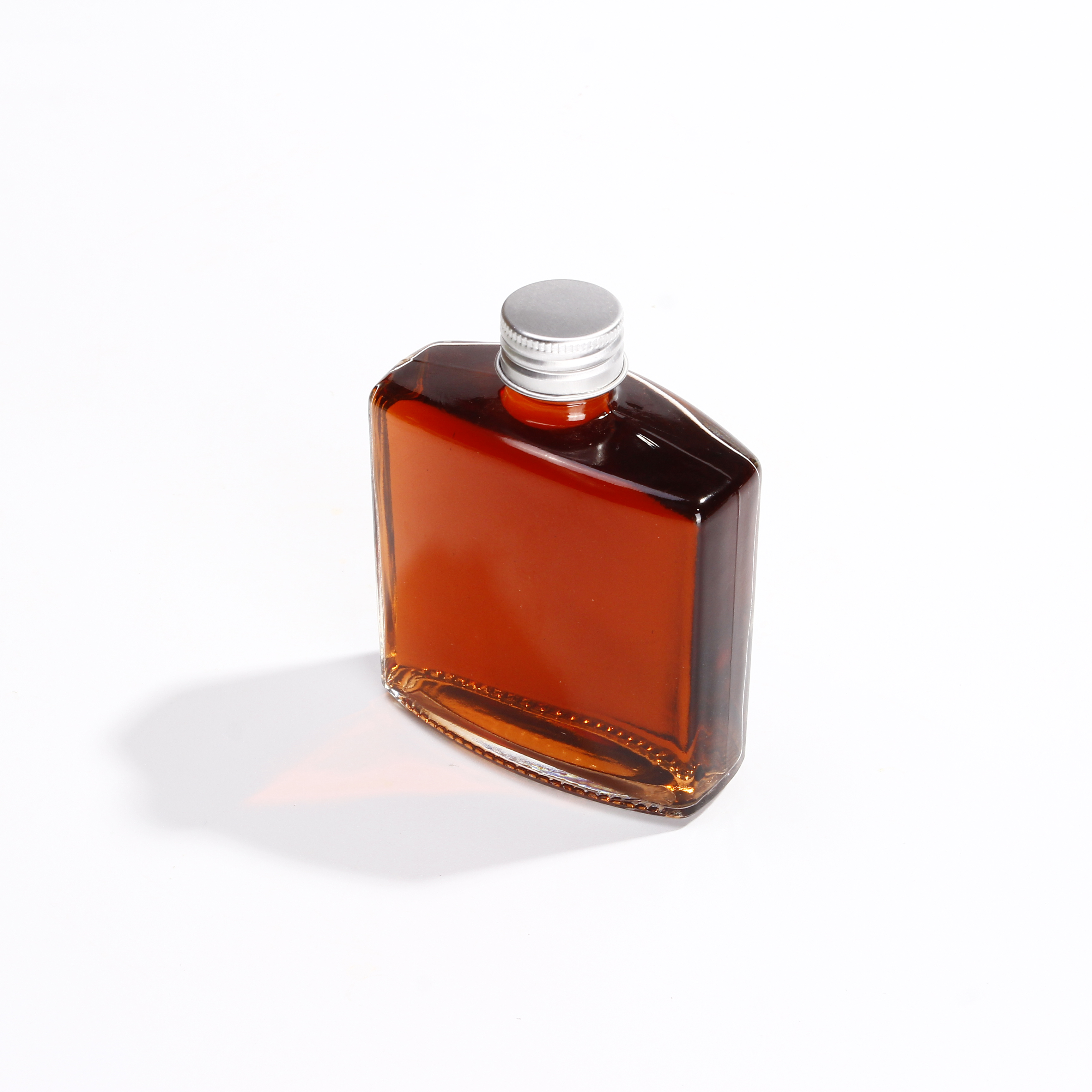200ML Clear Flat Flask Cold Brew Coffee Juice Glass Wine Bottle with Aluminum lid