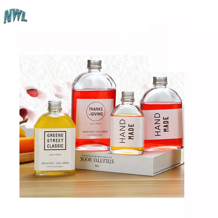 200Ml 9 Oz Glass Cute Clear Juice Bottle Cold Brew Coffee Beverage Wine Drinking Milk Flat Water Glass Bottle
