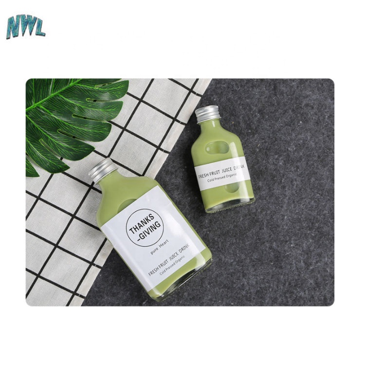 200Ml 9 Oz Glass Cute Clear Juice Bottle Cold Brew Coffee Beverage Wine Drinking Milk Flat Water Glass Bottle