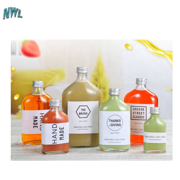200Ml 9 Oz Glass Cute Clear Juice Bottle Cold Brew Coffee Beverage Wine Drinking Milk Flat Water Glass Bottle