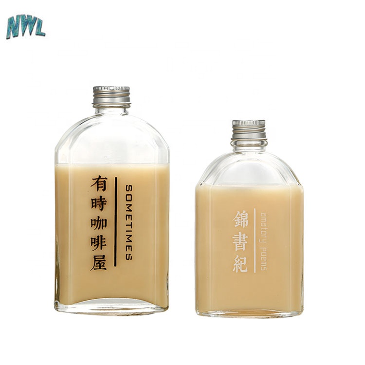 200Ml 9 Oz Glass Cute Clear Juice Bottle Cold Brew Coffee Beverage Wine Drinking Milk Flat Water Glass Bottle