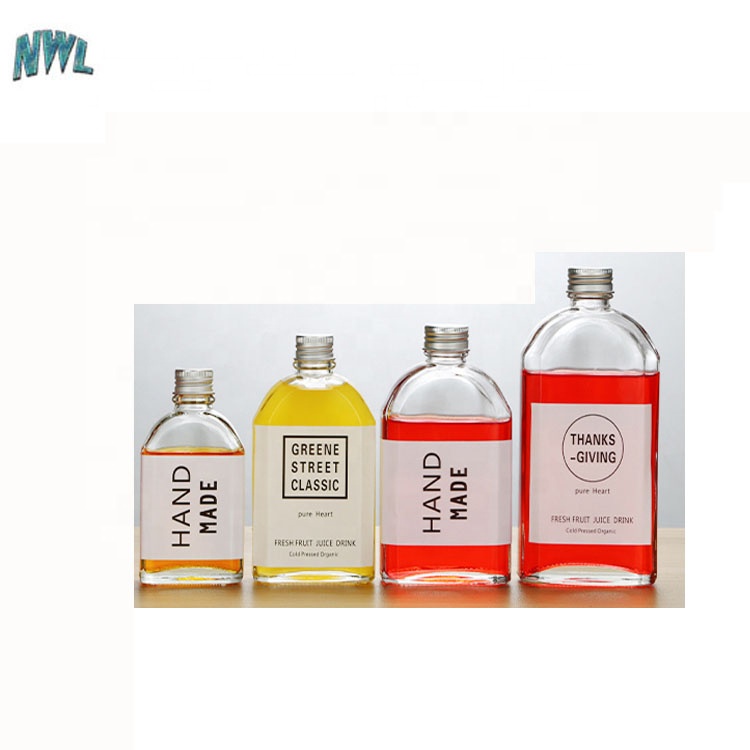 200Ml 9 Oz Glass Cute Clear Juice Bottle Cold Brew Coffee Beverage Wine Drinking Milk Flat Water Glass Bottle