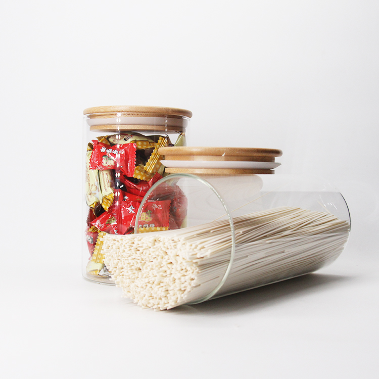 200Ml High Grade Borosilicate Circular Glass Spice Jar With Bamboo Lid