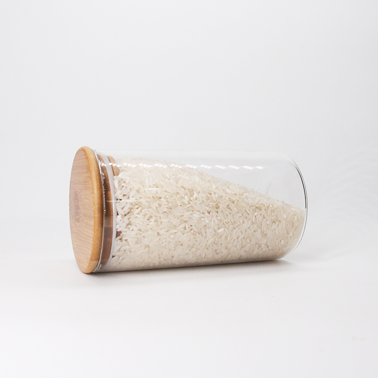 200Ml High Grade Borosilicate Circular Glass Spice Jar With Bamboo Lid