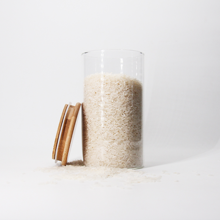 200Ml High Grade Borosilicate Circular Glass Spice Jar With Bamboo Lid