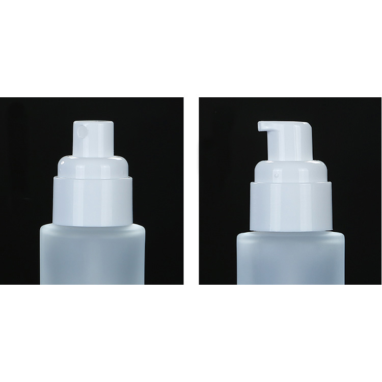 200Ml White Frosted Glass Bottle Plastic Cosmetic With Pump