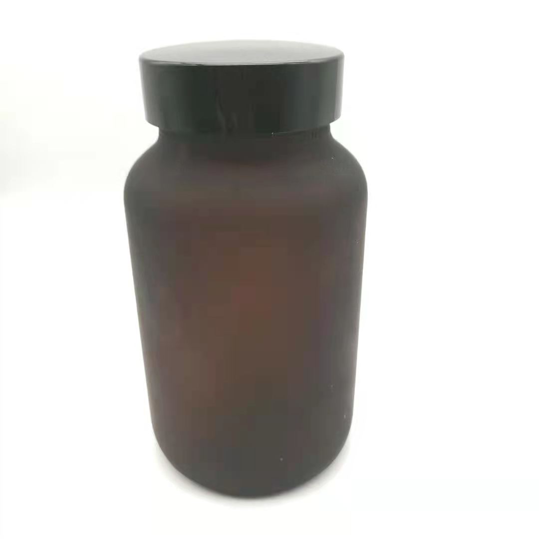 200cc Amber Frosted  Wide Mouth Pharmaceutical  Pill Glass Jar With Black Screw Cap