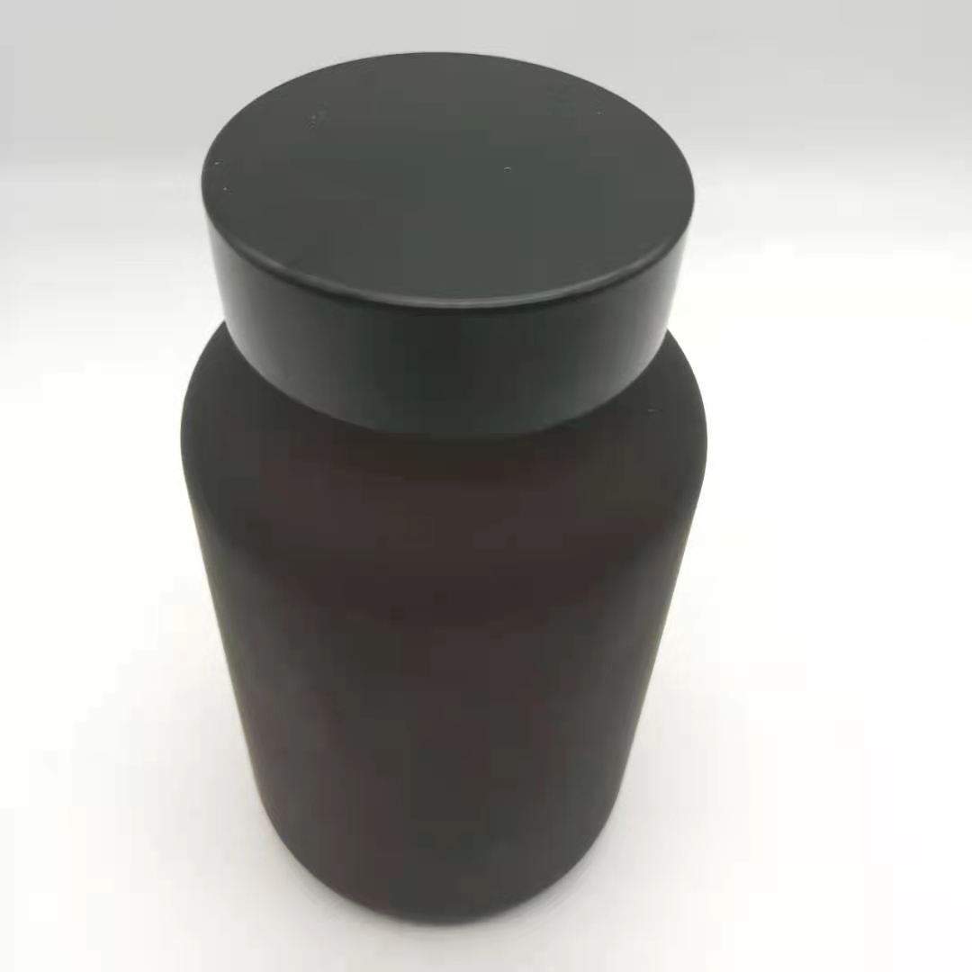 200cc Amber Frosted Wide Mouth Pharmaceutical Pill Glass Jar With Black Screw Cap