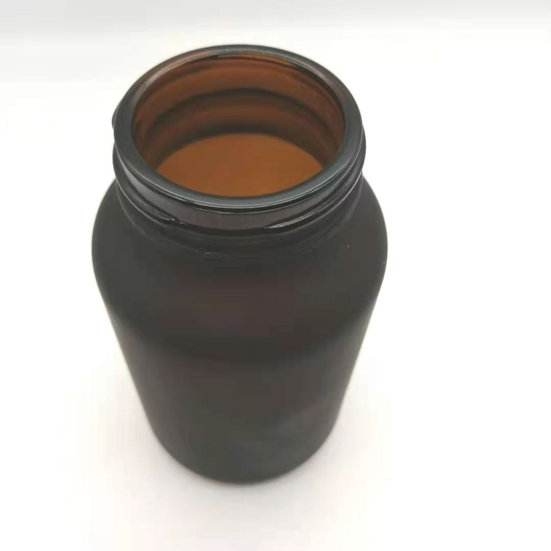 200cc Amber Frosted Wide Mouth Pharmaceutical Pill Glass Jar With Black Screw Cap