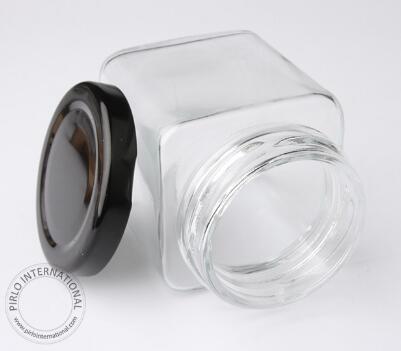 200g 200ml Square shaped glass jar with metal lid glass honey jar glass jar for food