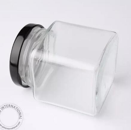 200g 200ml Square shaped glass jar with metal lid glass honey jar glass jar for food