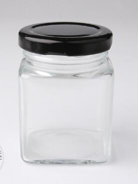 200g 200ml Square shaped glass jar with metal lid glass honey jar glass jar for food
