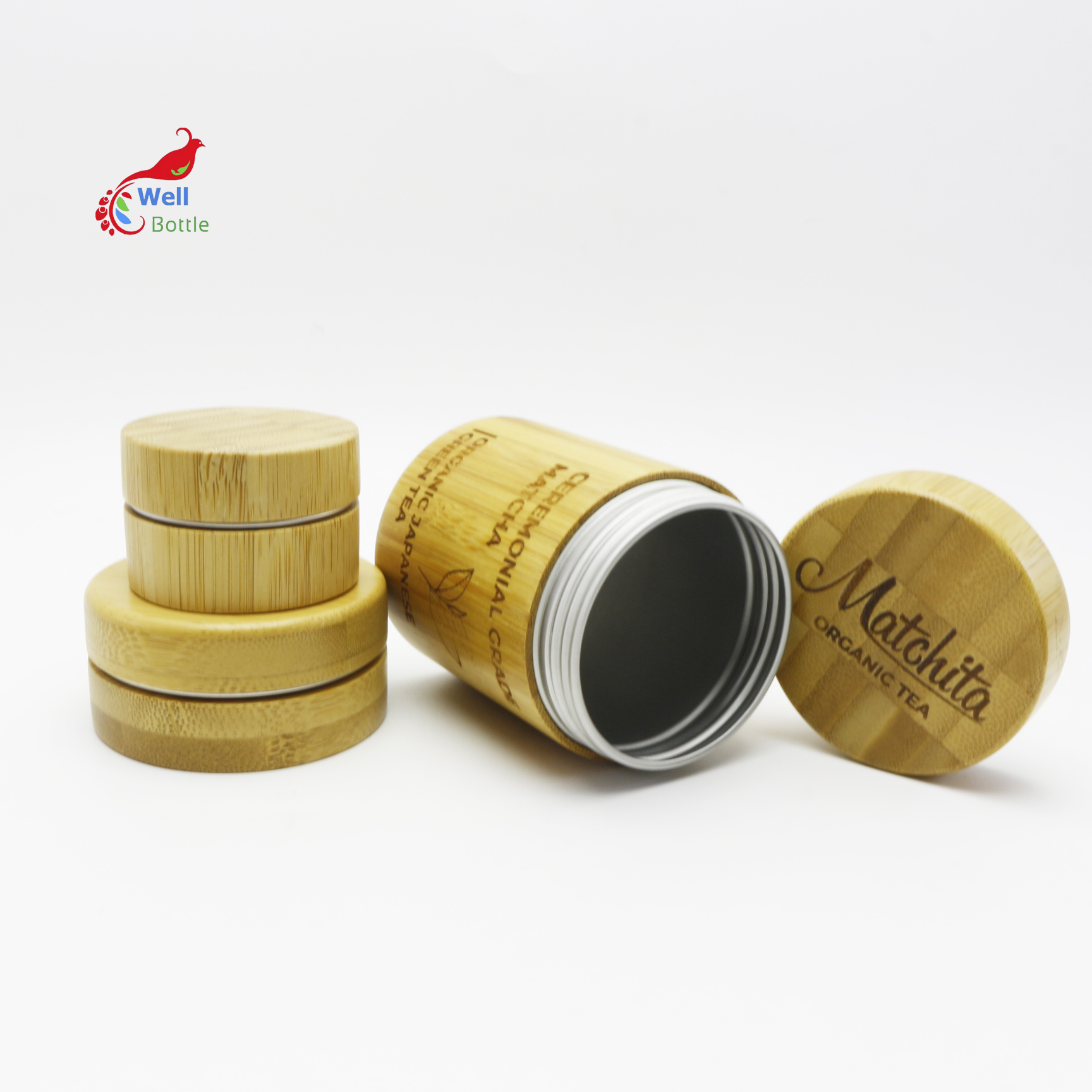 200g 200ml cosmetic packaging bamboo aluminum jar container for body butter BJ-180B