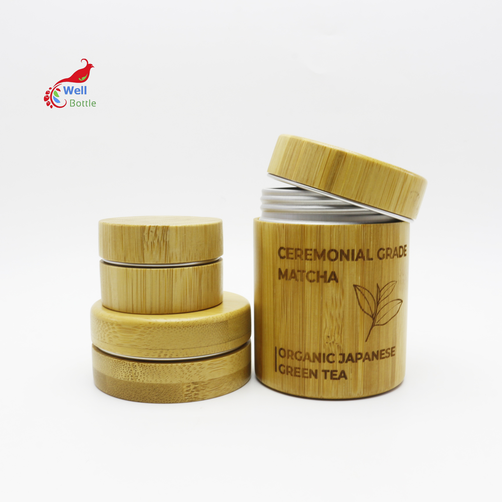 200g 200ml cosmetic packaging bamboo aluminum jar container for body butter BJ-180B