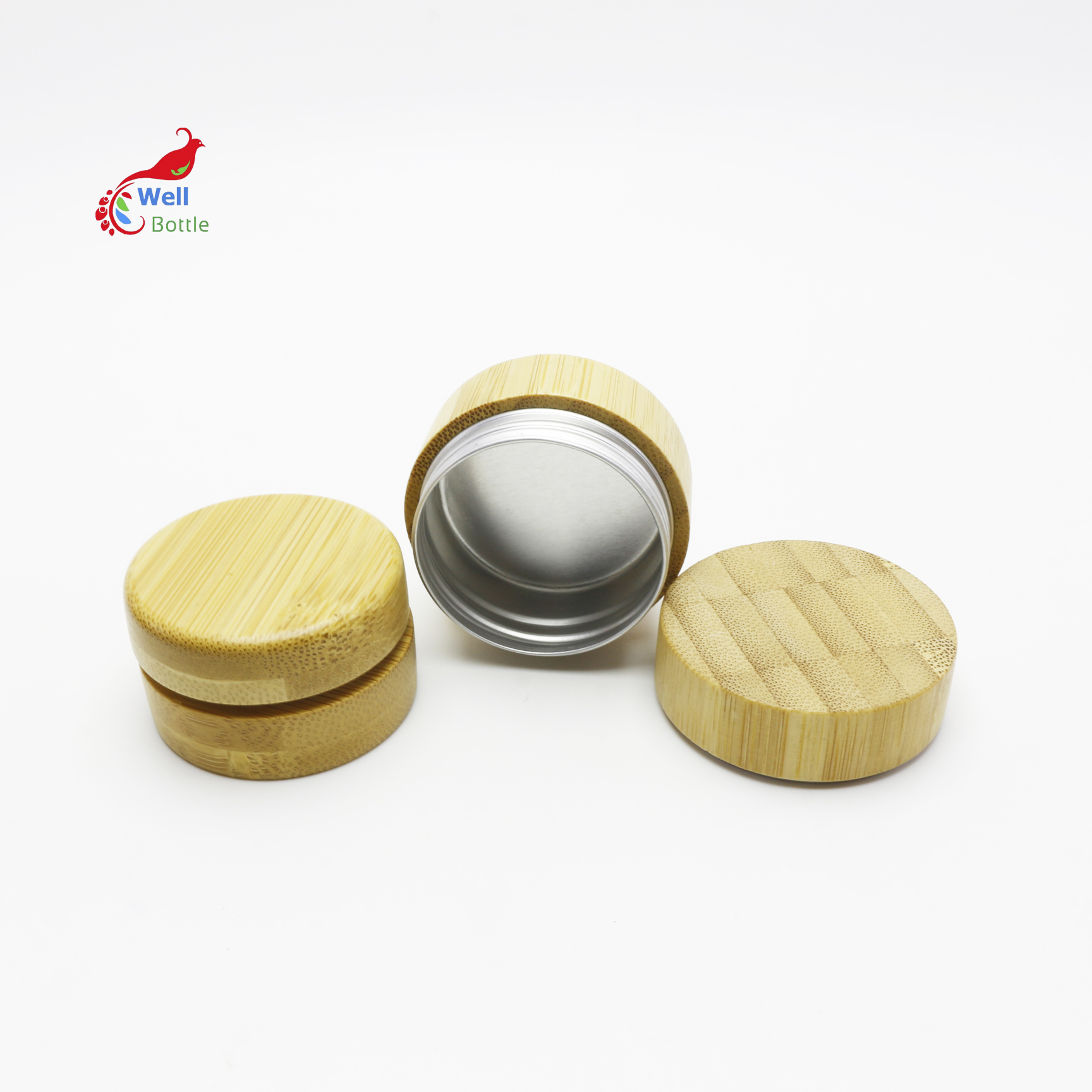 200g 200ml cosmetic packaging bamboo aluminum jar container for body butter BJ-180B