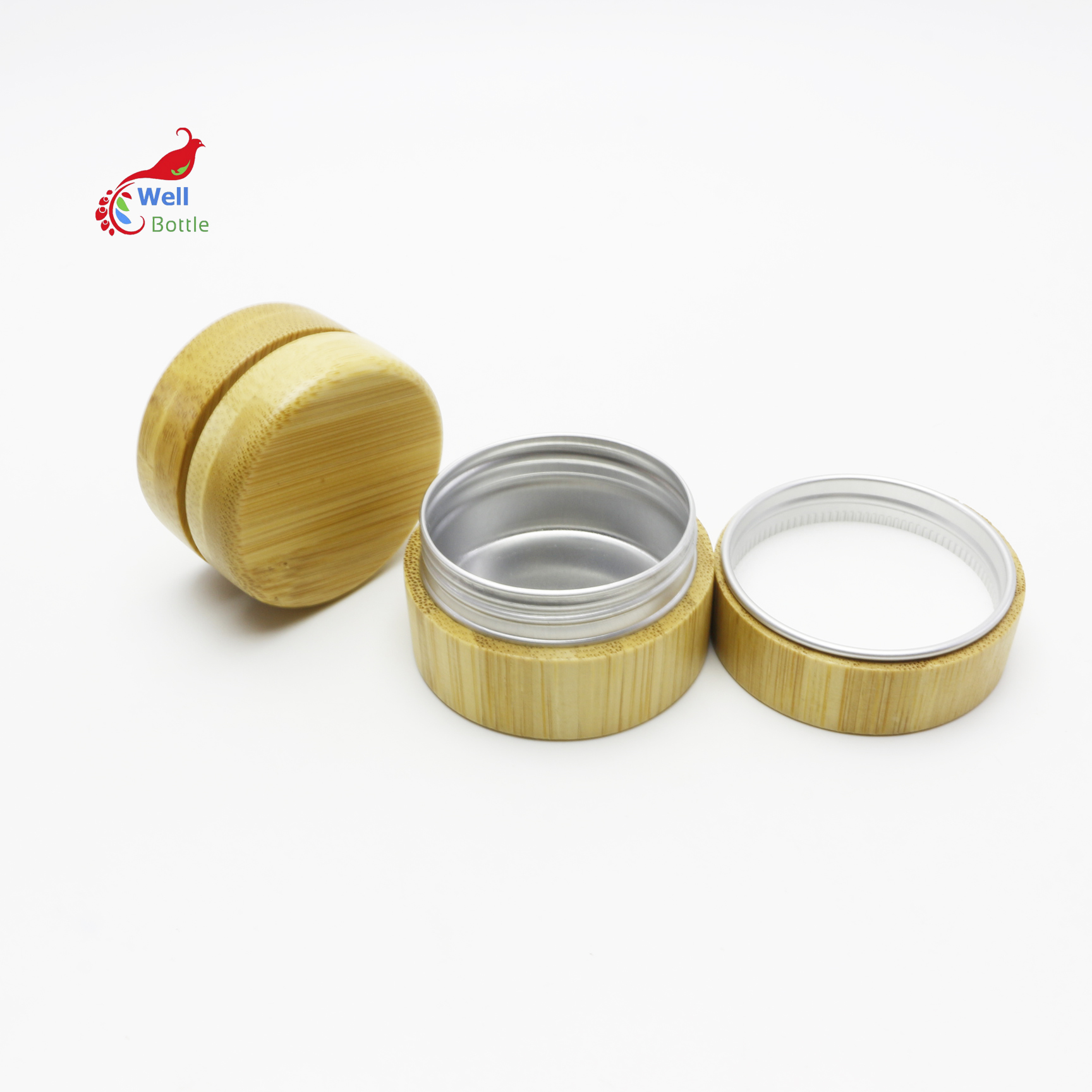 200g 200ml cosmetic packaging bamboo aluminum jar container for body butter BJ-180B