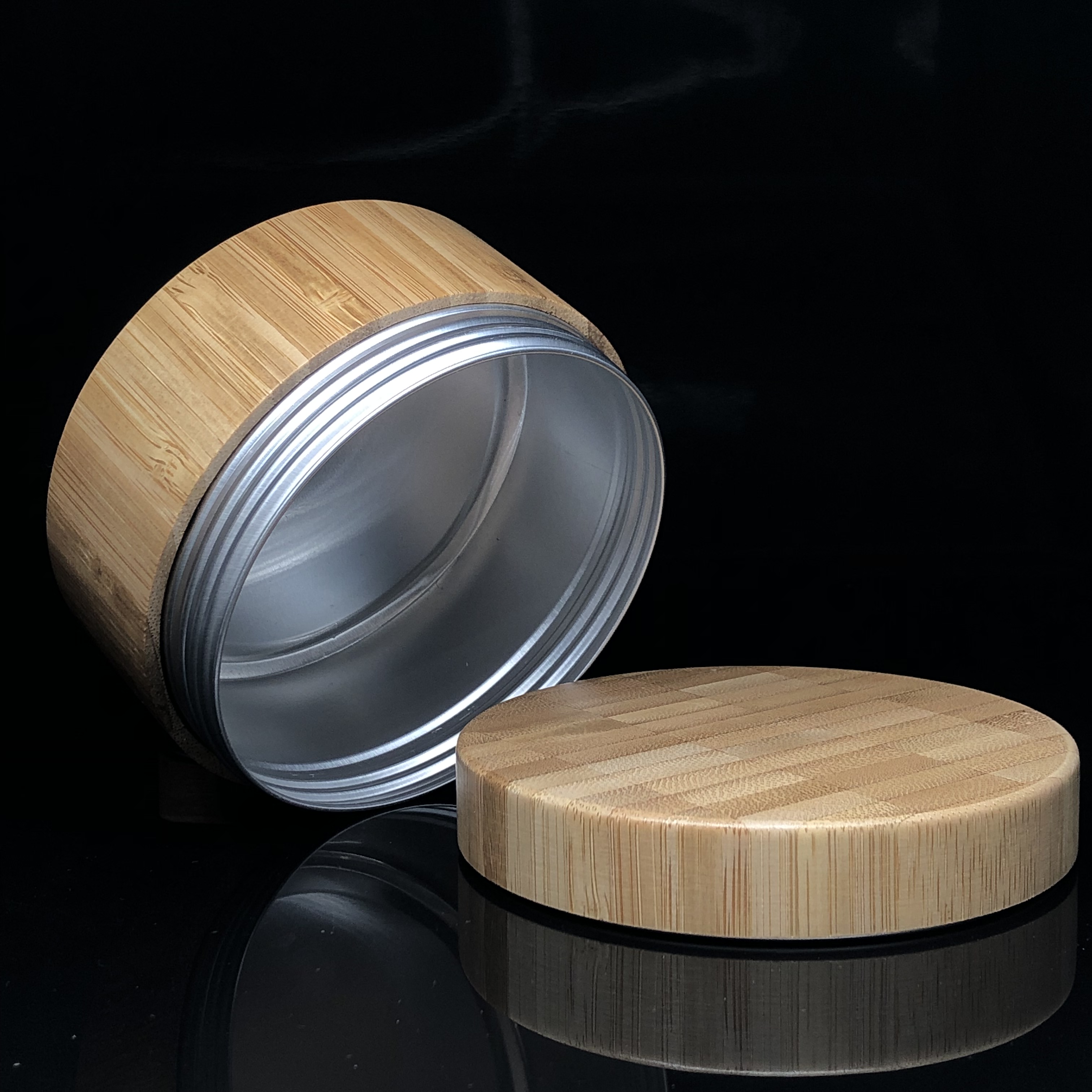 200g/200ml full bamboo jar/bamboo container for cosmetic with bamboo lid with aluminum inner