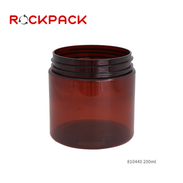 200g Amber plastic face cream food storage empty jars with colored lids