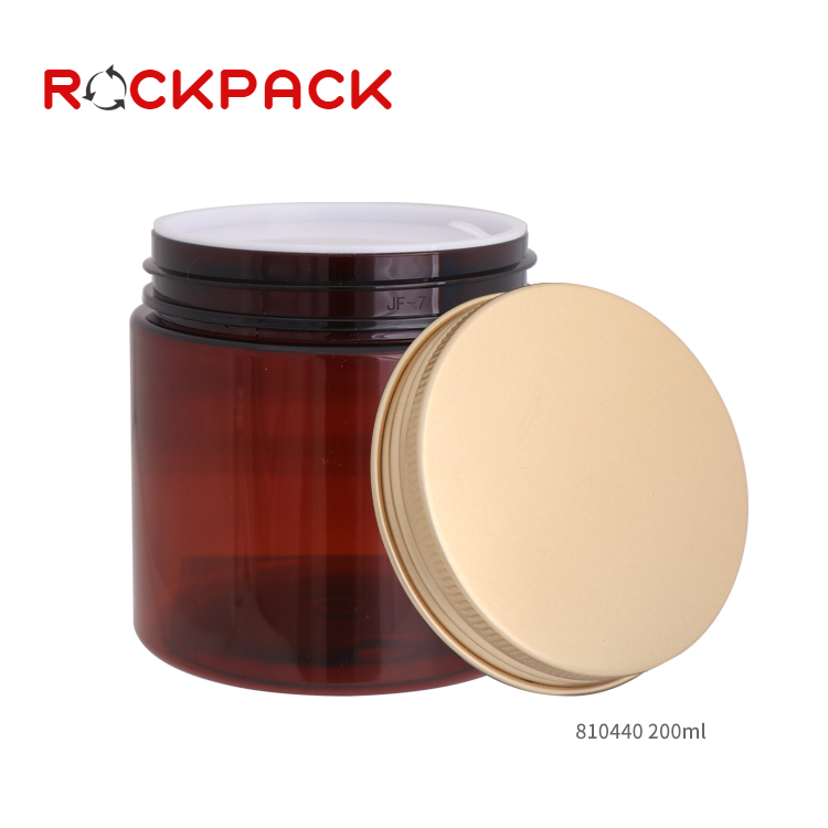 200g Amber plastic face cream food storage empty jars with colored lids