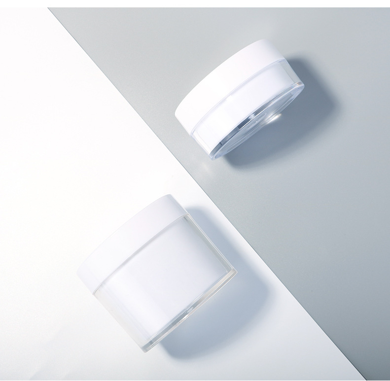 200g Empty PS Double Layer Plastic White Makeup Cosmetic Cream Jar Container