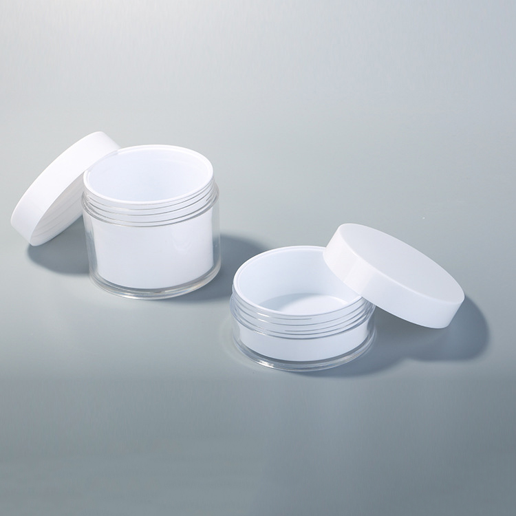 200g Empty PS Double Layer Plastic White Makeup Cosmetic Cream Jar Container