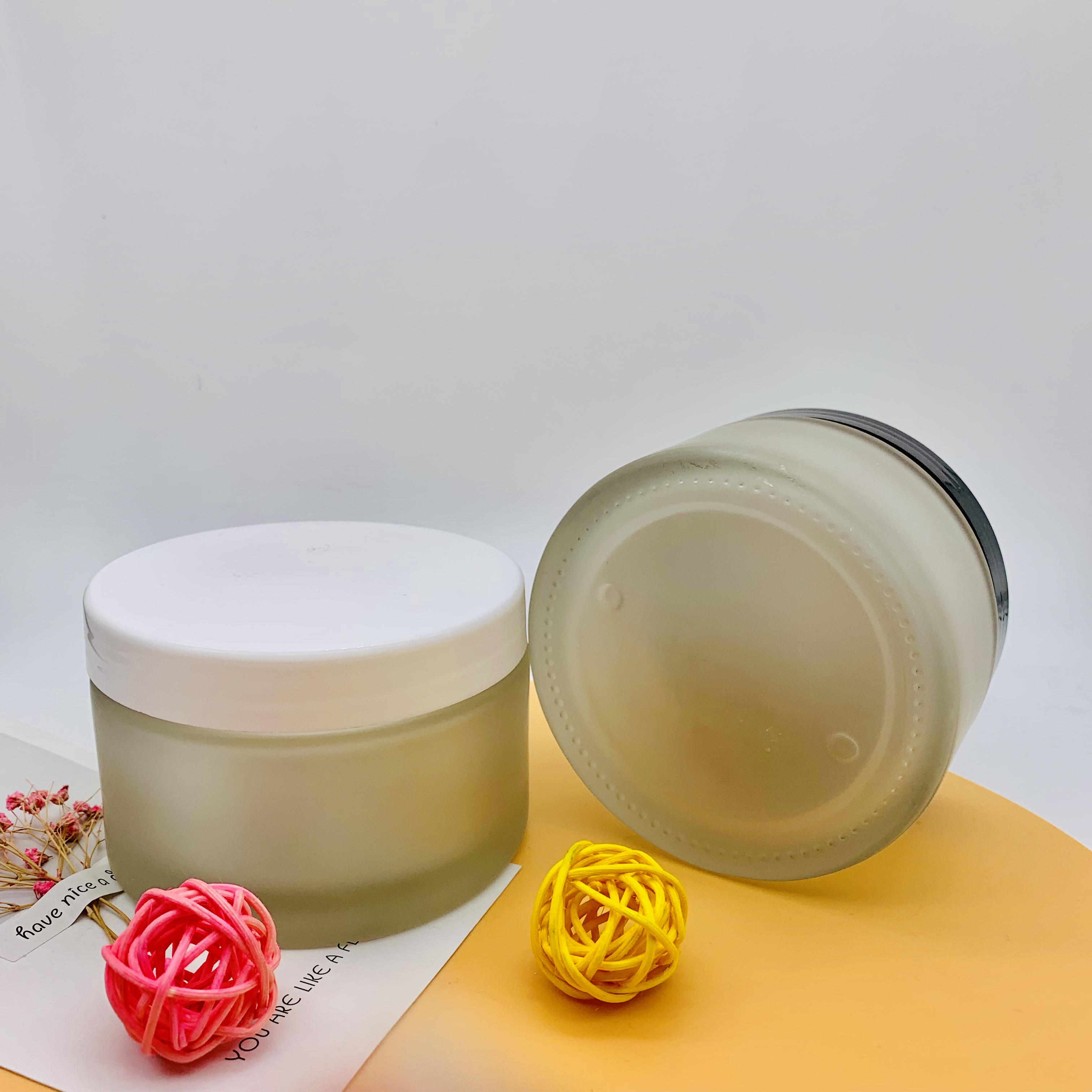 200g Frosted Glass Jar Body Cream Jar Large Capacity Scrub Cream Jar