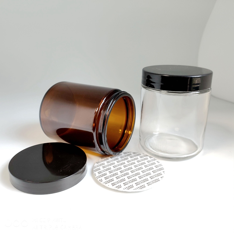 200g Glass Cream jar with gasket and cap glass cosmetic container amber/clear color glass vial /can