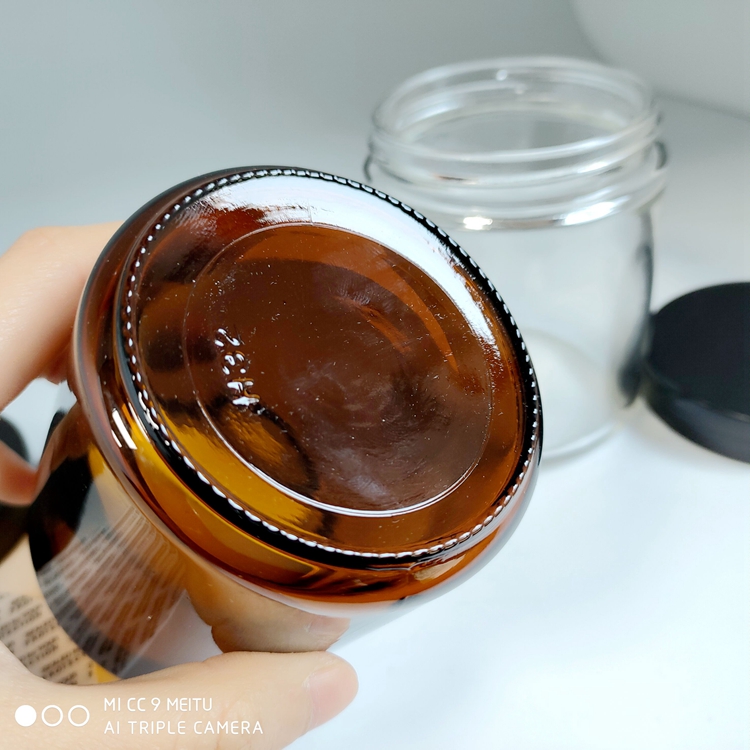 200g Glass Cream jar with gasket and cap glass cosmetic container amber/clear color glass vial /can