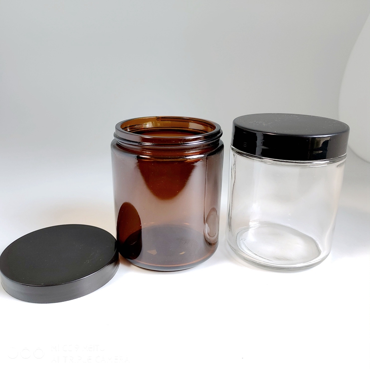 200g Glass Cream jar with gasket and cap glass cosmetic container amber/clear color glass vial /can