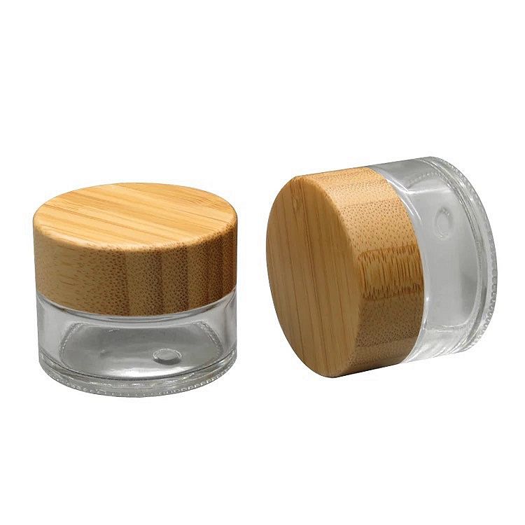 200g Skin Care Cream Jar Frosted Glass Cosmetic Storage Jar with Bamboo Lids